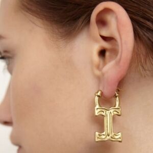 Ellery Alphabet "I" Single Earring, Brass/Gold-Plated, NWT